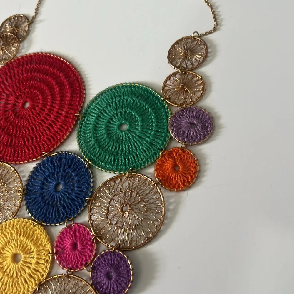 Anthropologie Crochet Circle Necklace